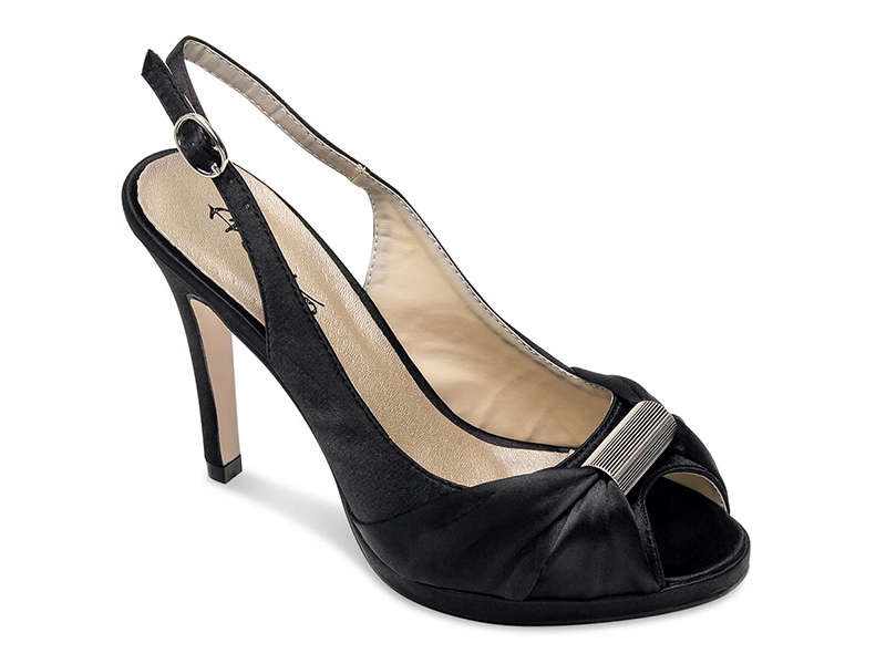 

Satynowe sandałki na szpilce Czarne 40