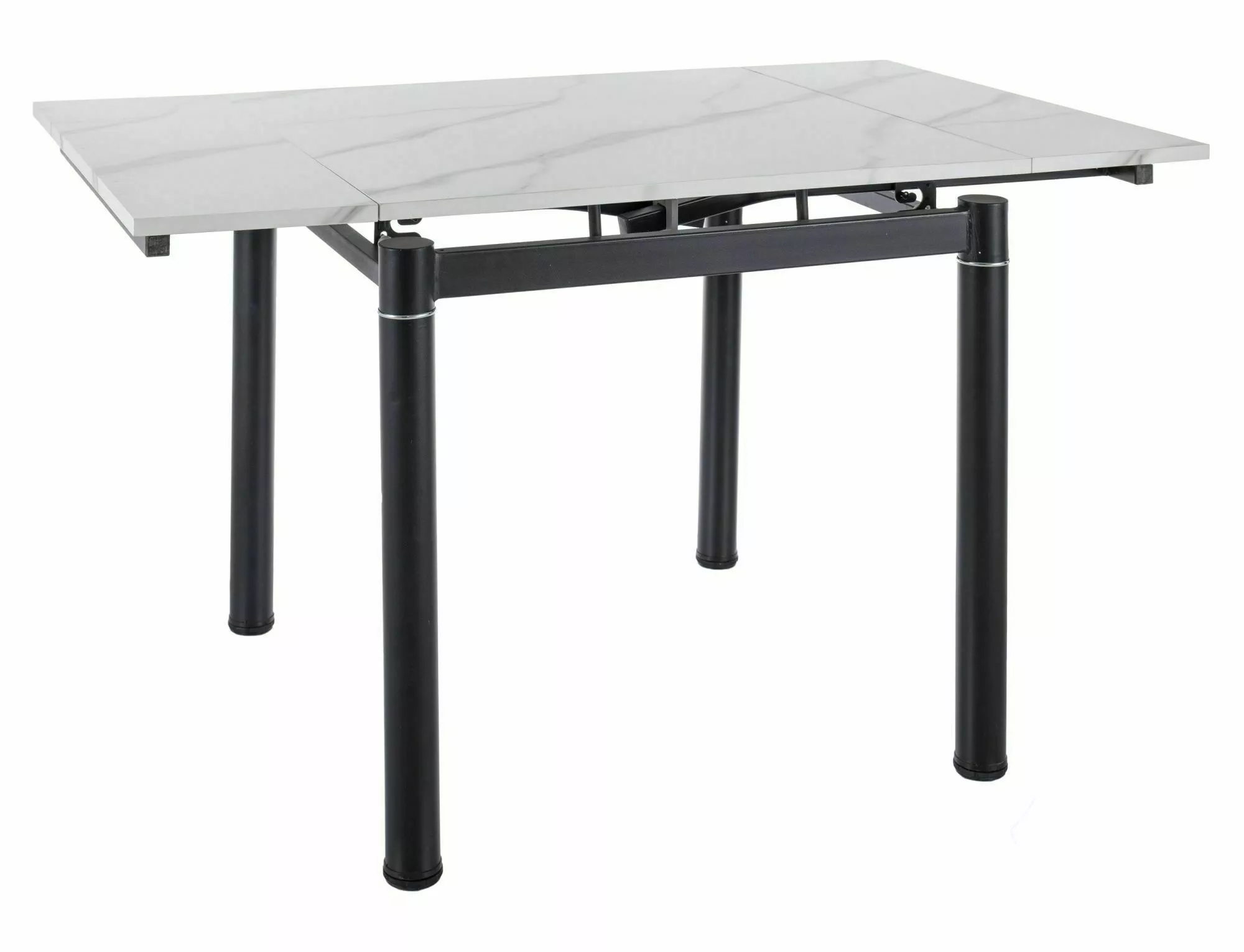 Rozkladací stôl GD-082 biely mramor/čierny Sig
