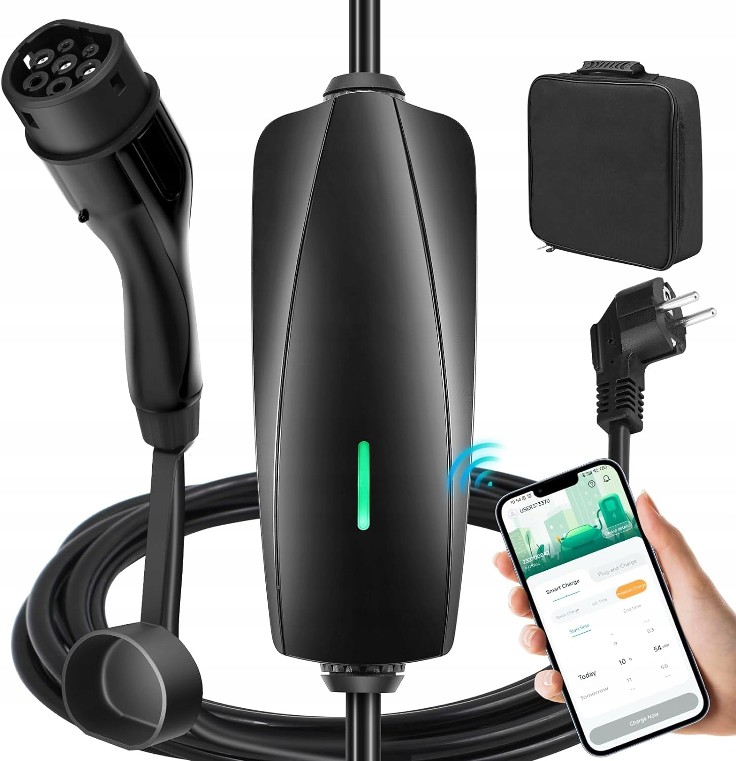 Ampere Point Ładowarka Przenośna EV 16A, 3,7kW, Typ 2 Wyświetlacz i Torba