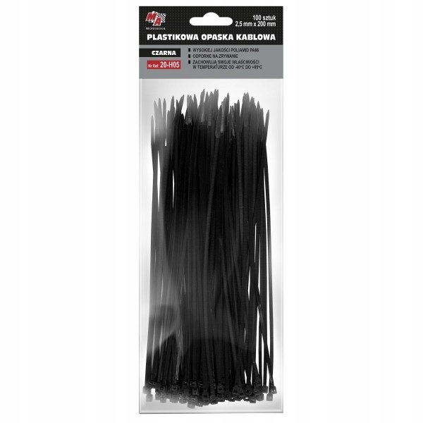 Opaska Plastikowa 2,5X200 (1 Opak. 100 Szt) Czarna