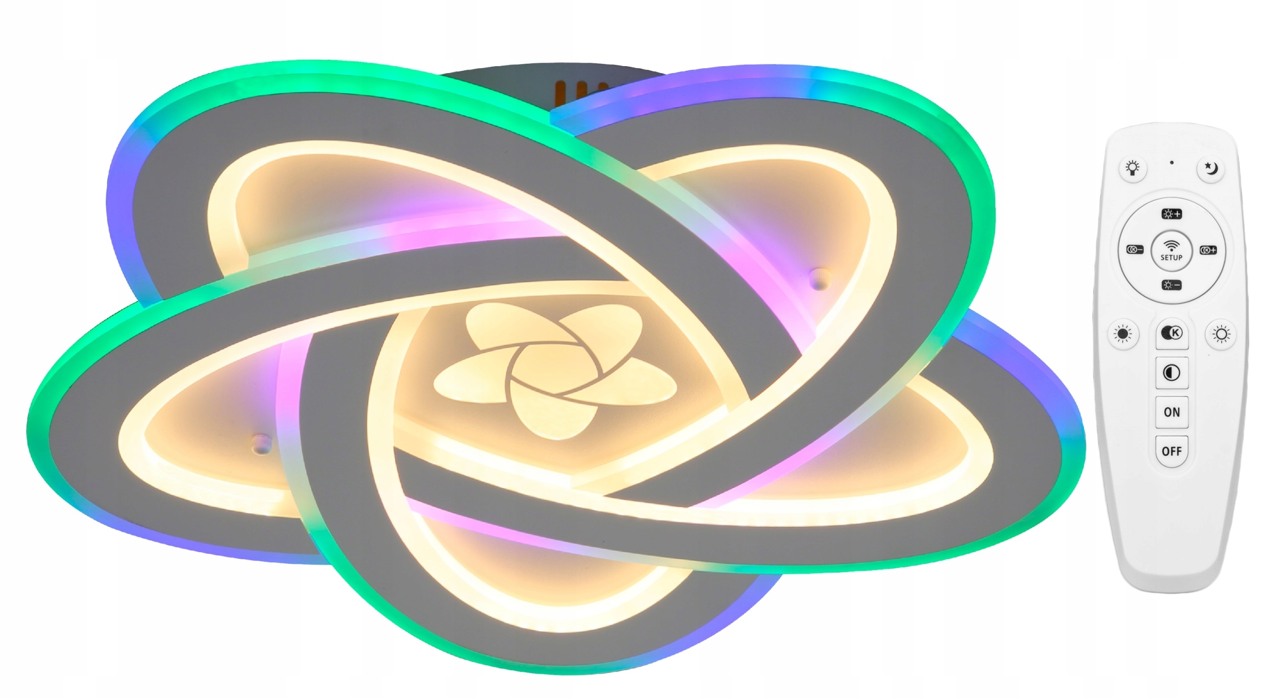 Lampa Led Sufitowa Plafon Ring Żyrandol Oprawa Rgb Pilot