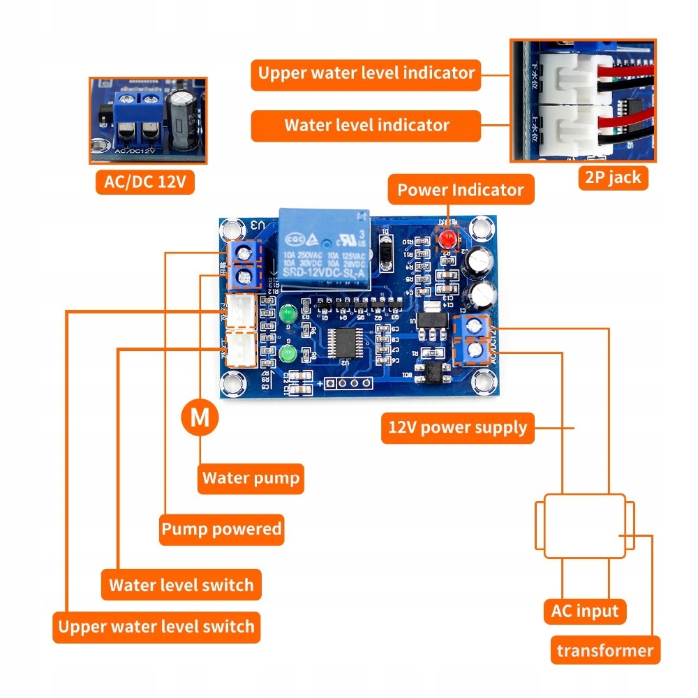 Matshop: XH-M203 Kontroler poziomu cieczy 12V pływak