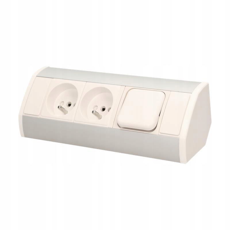 Nábytková zásuvka 2x250V, vypínač OR-GM-9002/W-G