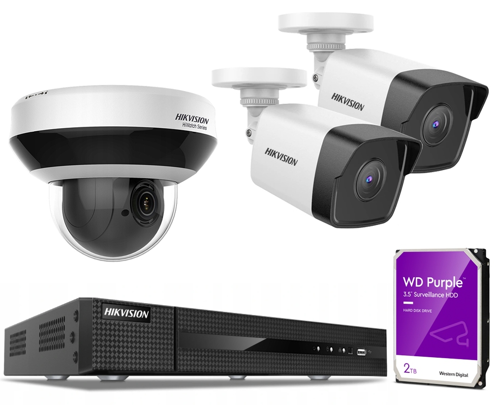 Sada pro monitorování Hikvision IPCAM-B4/T4/PTZ-PoE-KIT