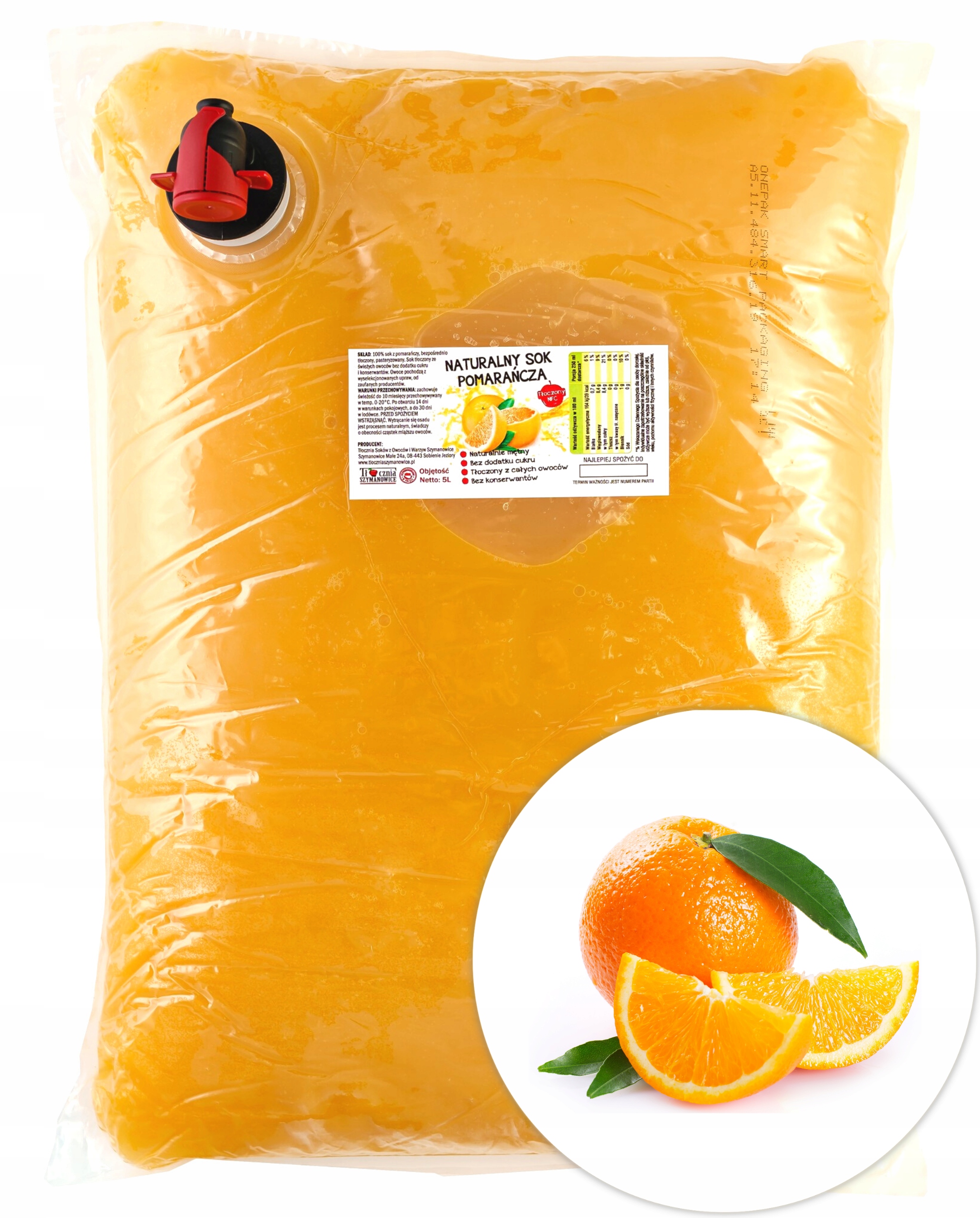 

Sok pomarańcz Pomarańczy Tłoczony 100% Nfc 5L