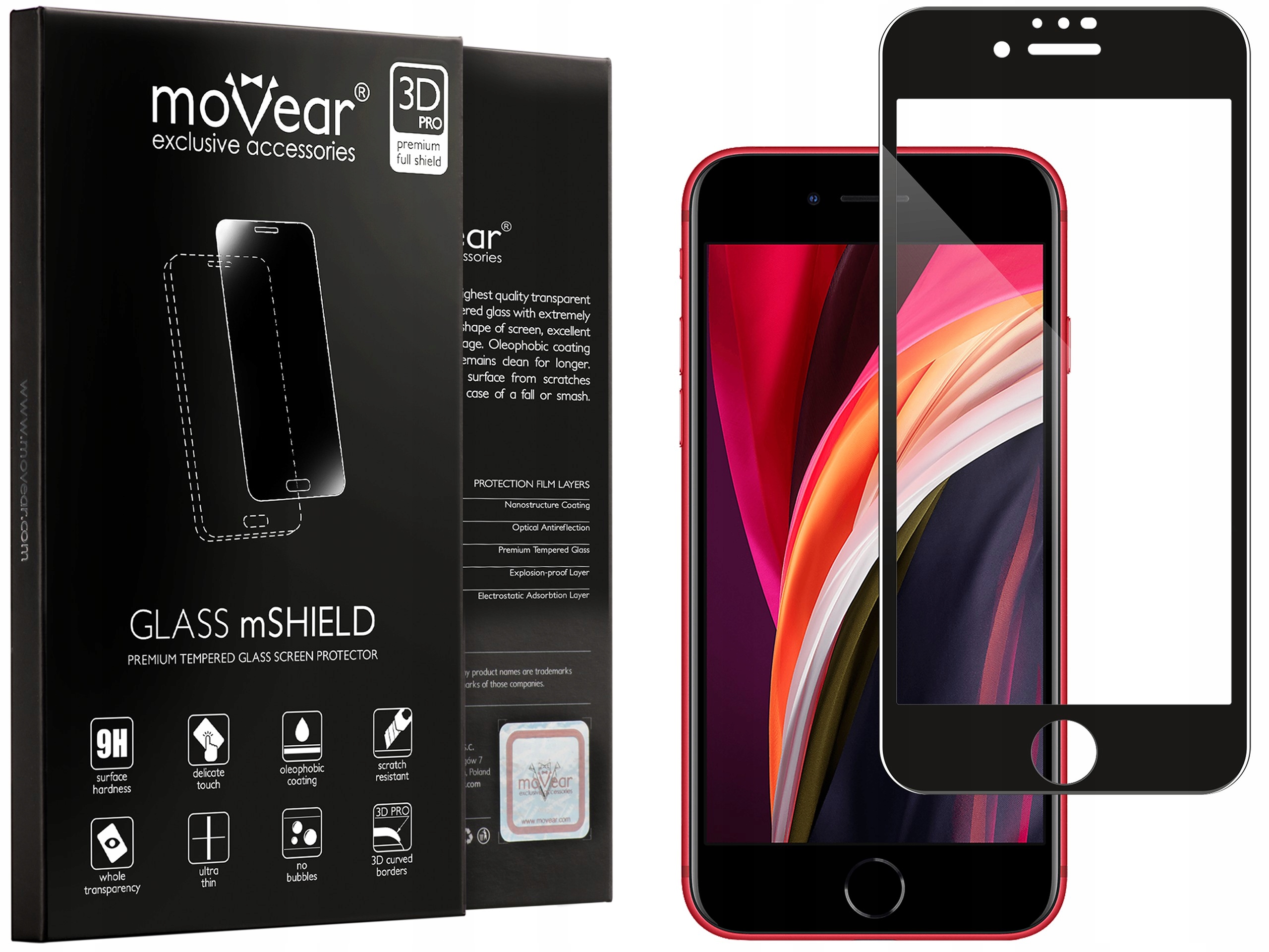 

Szkło hartowane na iPhone Se 8 7 na cały ekran 3D