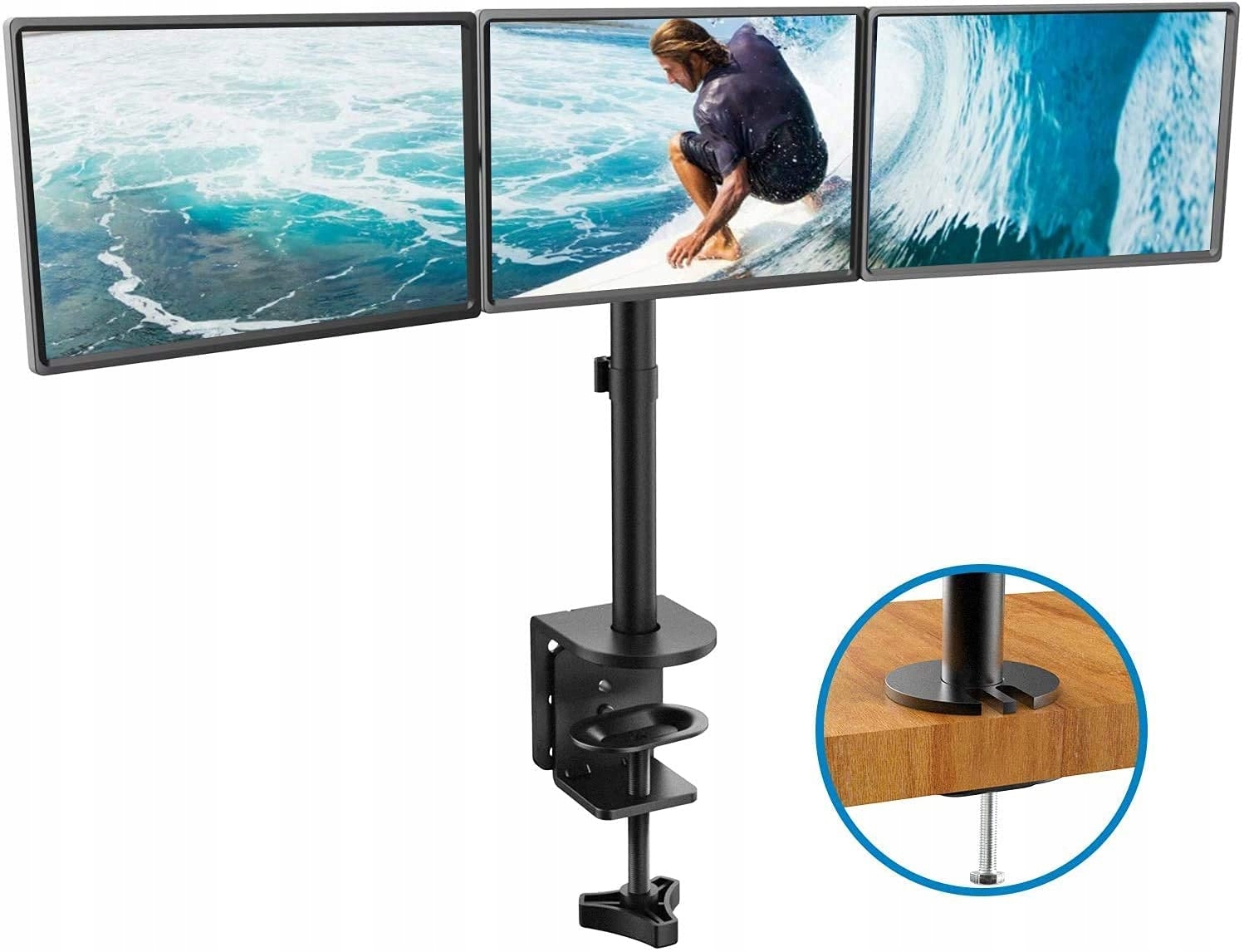 Uchwyt na trzy monitory 13-24" 8kg do biurka obrotowy regulowany