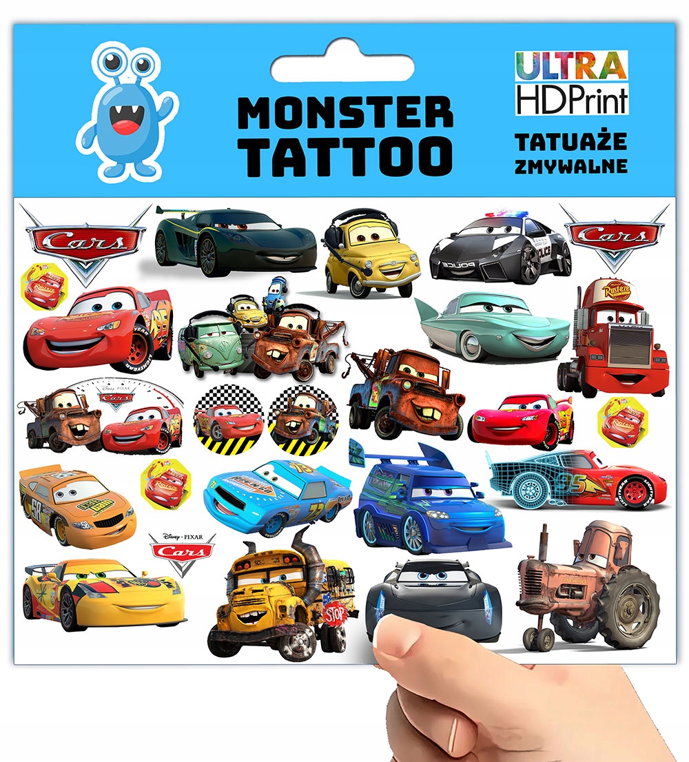 TATUAŻE TYMCZASOWE TYMCZASOWE DLA DZIECI DZIECIĘCE CARS AUTA WZORY ORYGINAL Marka Inna