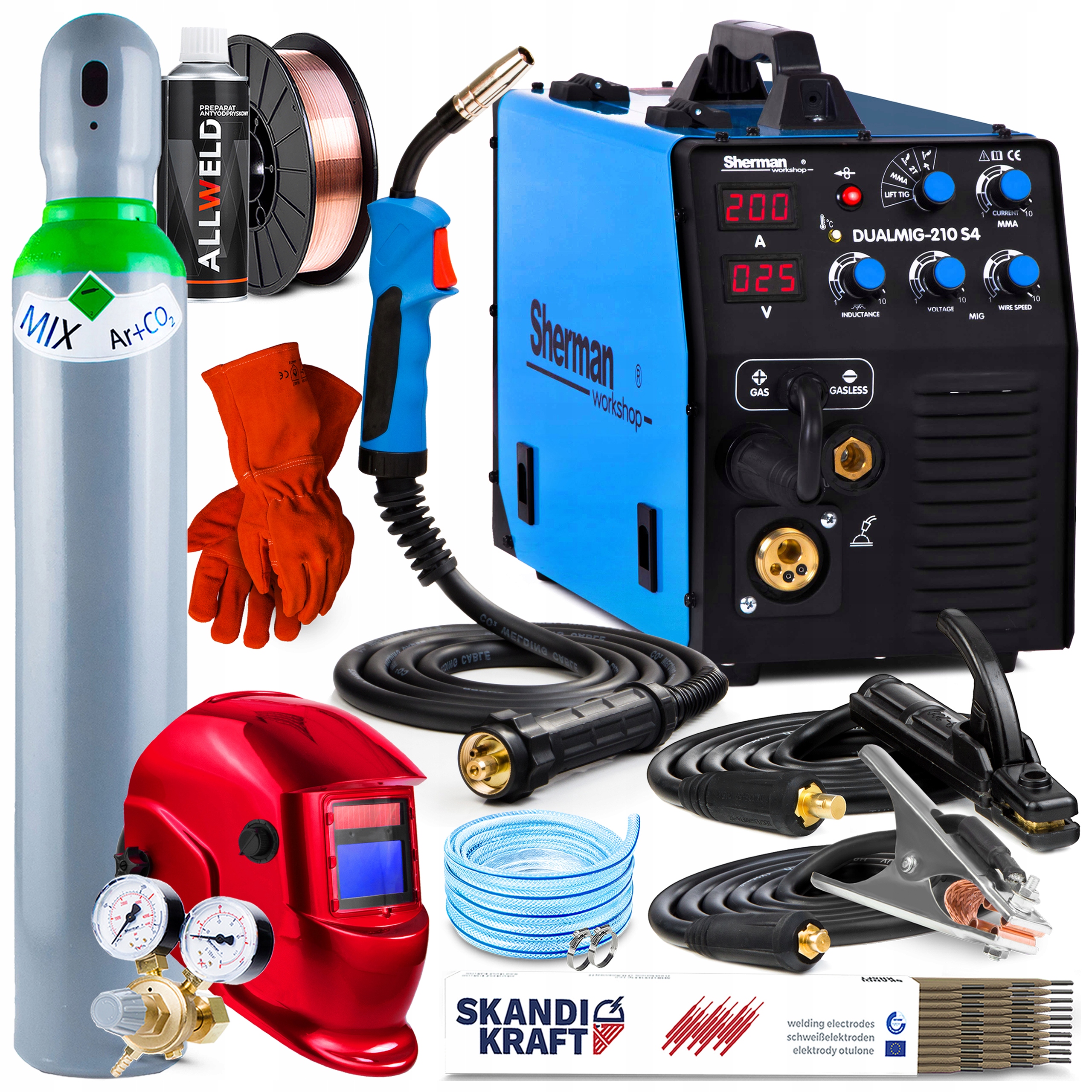 Poloautomatický Svařovací Stroj Sherman Dualmig 210 S4 Mig Mag Mma Tig 230V 200A 3V1