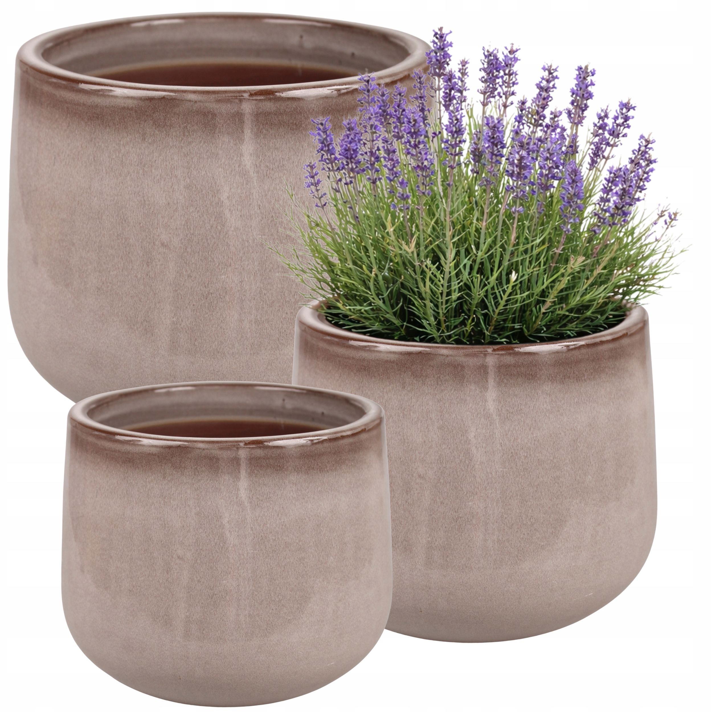 Donica Ceramiczna Szkliwiona Doniczka Mrozoodporna Komplet 3SZT
