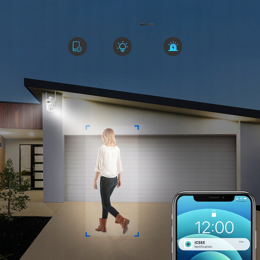 KAMERA OBROTOWA PODWÓJNA WIFI ZEWNĘTRZNA ULTRA HD Zoom 2 Obiektywy ICSEE Marka Inna