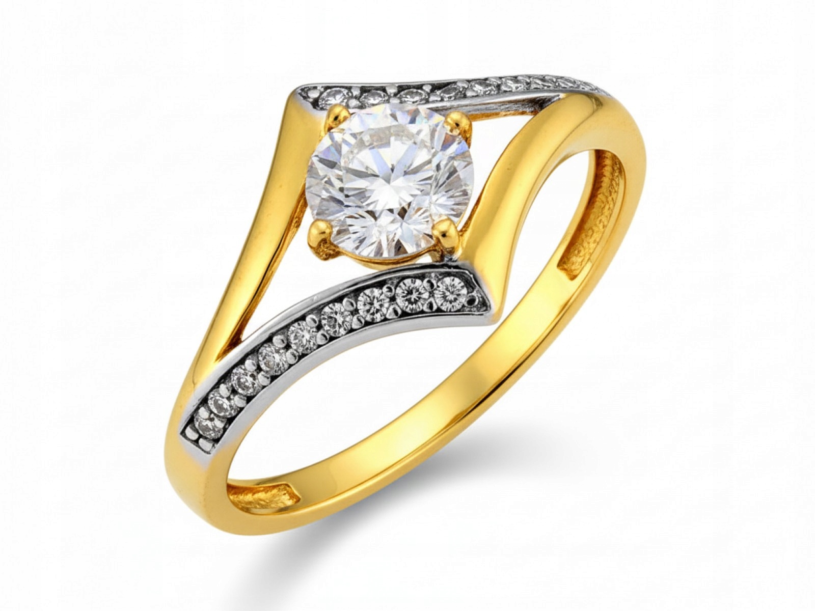 Prstýnek 585 Romb s bílými zirkony r24 Bílé Zlato 2.51 g