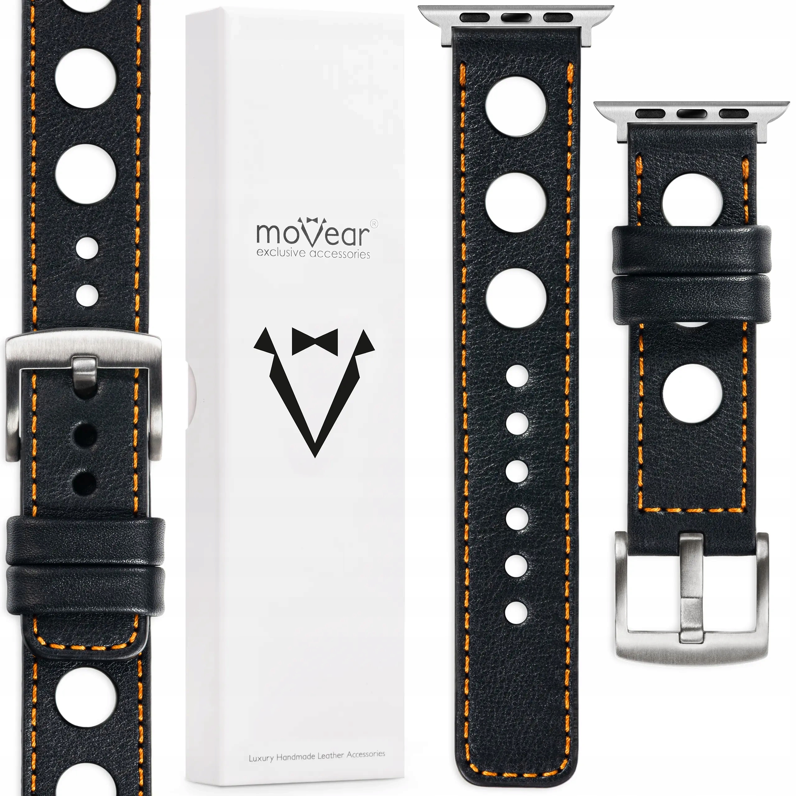 Pásek pro Apple Watch 49/46-44 mm Kožený Polský Černý