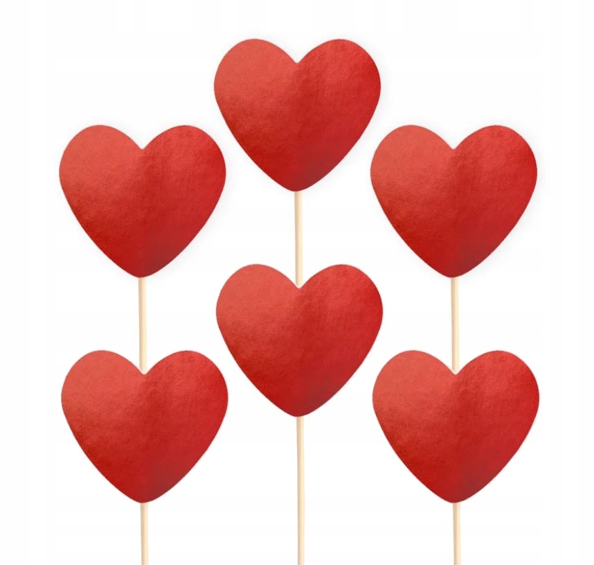 PIKERY NA TORT SERDUSZKA Czerwone 6 szt Walentynki