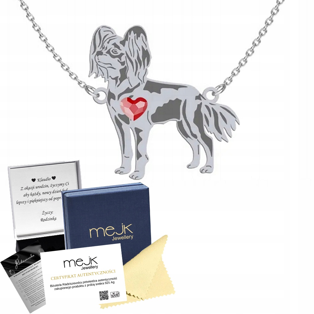 Stříbrný náhrdelník s ruským psem Toy 925 Šperky Řetízek Gravírování Bonus