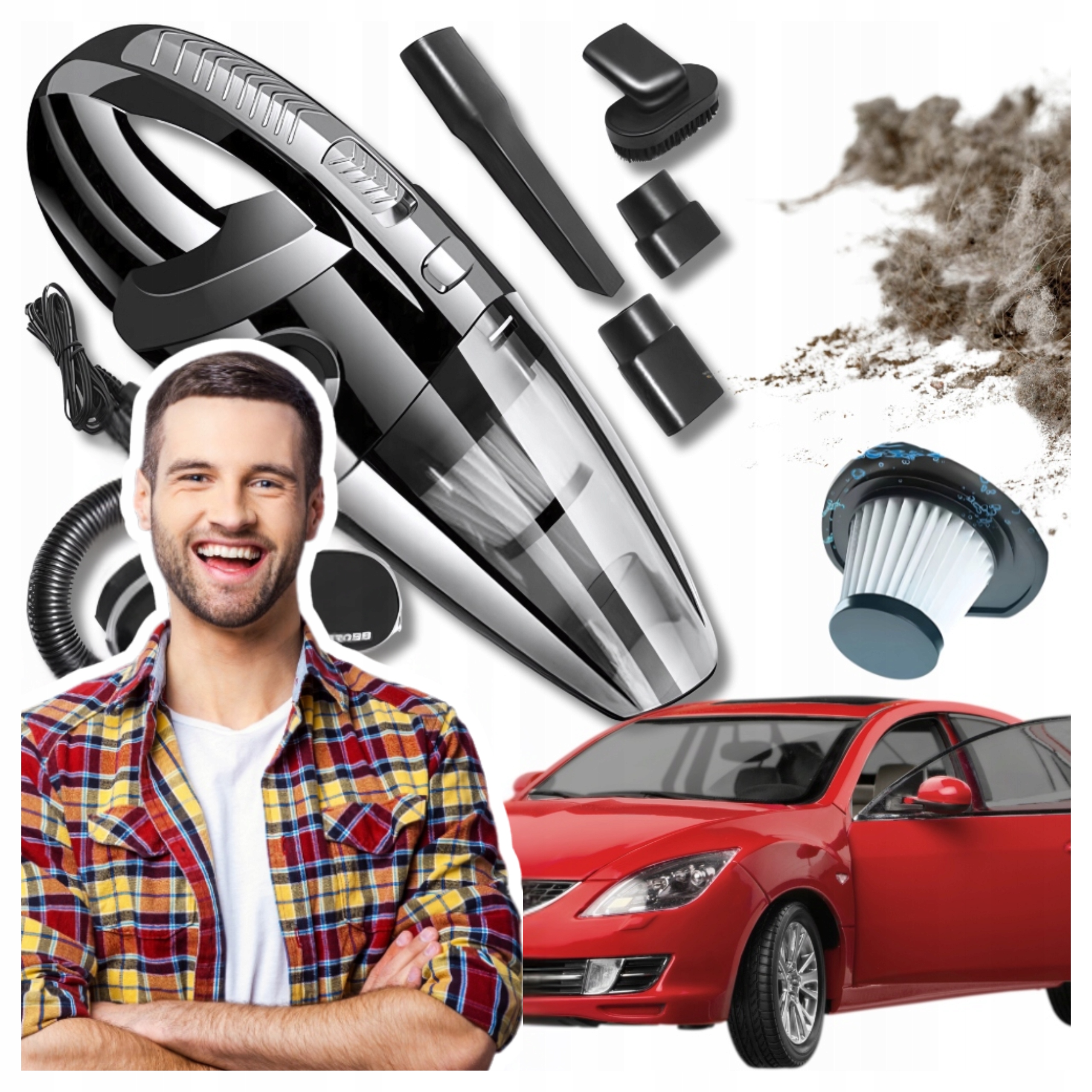 Automobilový vysavač Bezdrátový domácí Hepa filtr s výkonným Usb konektorem