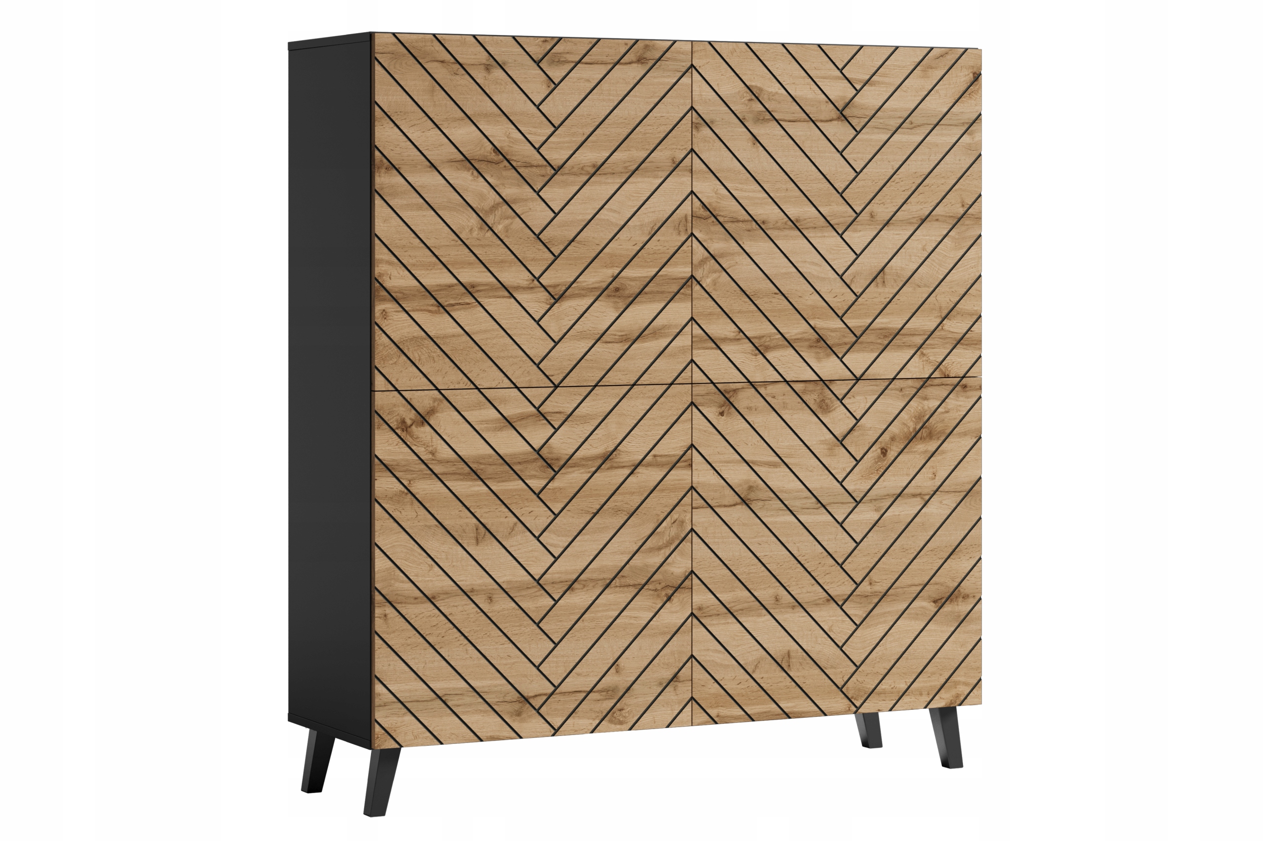 Moderní komoda Phuket 120 cm, Mdf Highboard, police pod Tv, s tlumením dovírání