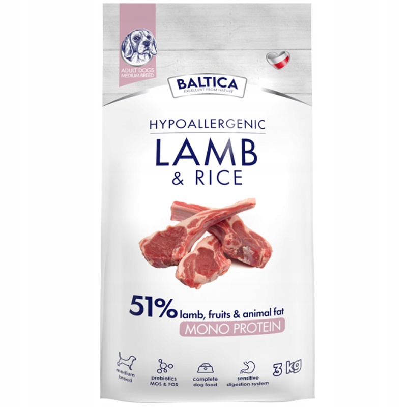 Levně Baltica Adult Lamb & Rice Jehněčí S Rýží M 3kg Pro Střední Plemena