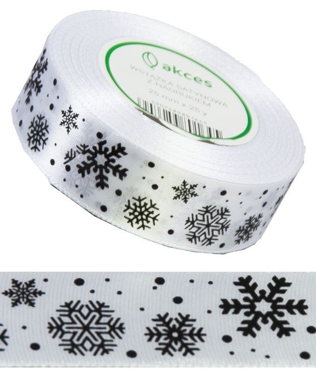 

Biała Wstążka Satynowa Śnieżynki Święta 25 MM 22M