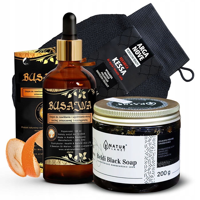 Zestaw Hammam – Czarne Mydło Kessa Olejek Busajna Orientalny Rytuał Spa