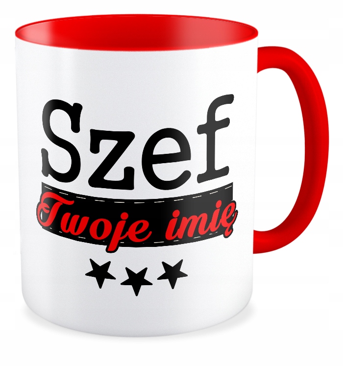 

Kubek czerwony prezent Szef Kierownik + Twoje Imię