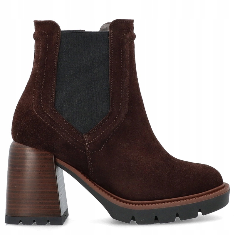 Kožené kotníkové boty na platformě Tymoteo G1047 Čokoládové 39
