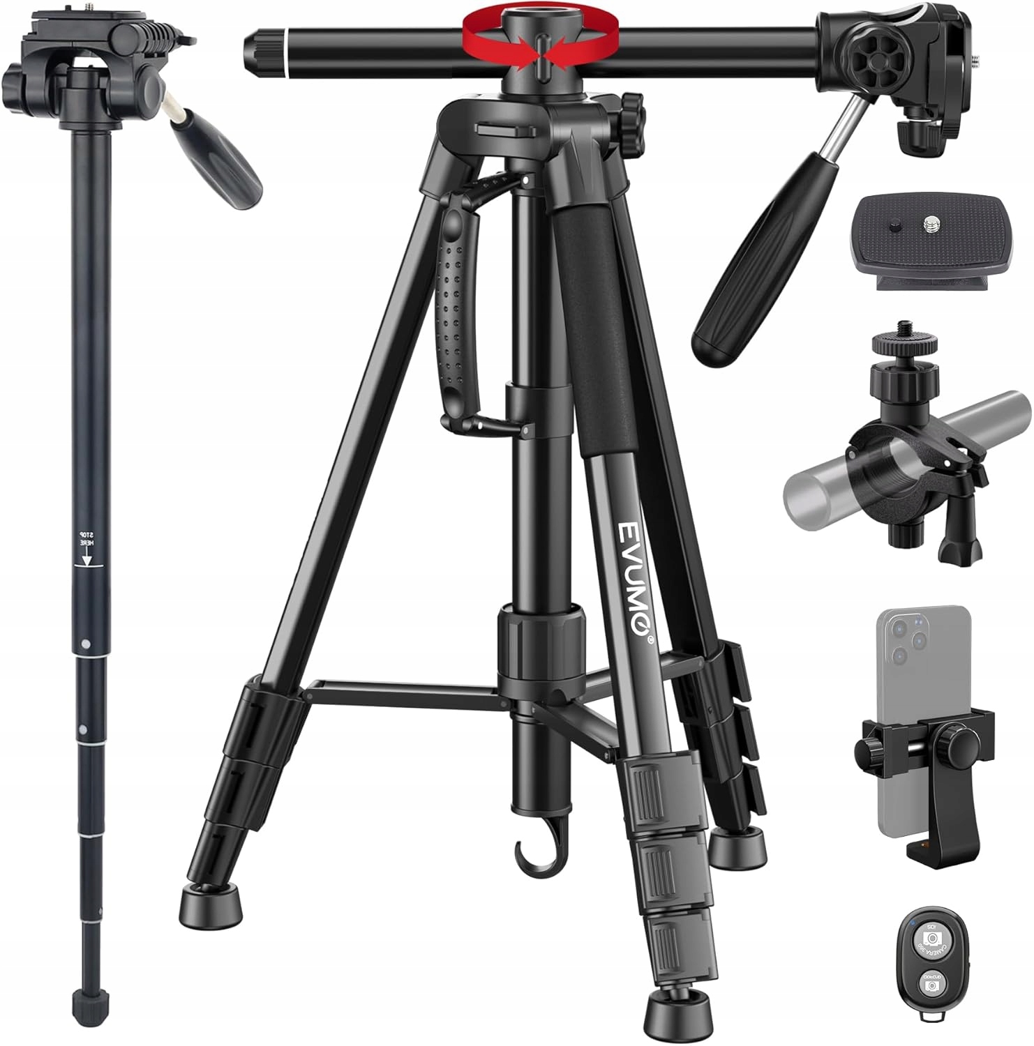 Trojnožkový Stativ Pro Smartphone Tripod Evumo HF3, Držák Telefonu, Fotoaparát 3V1