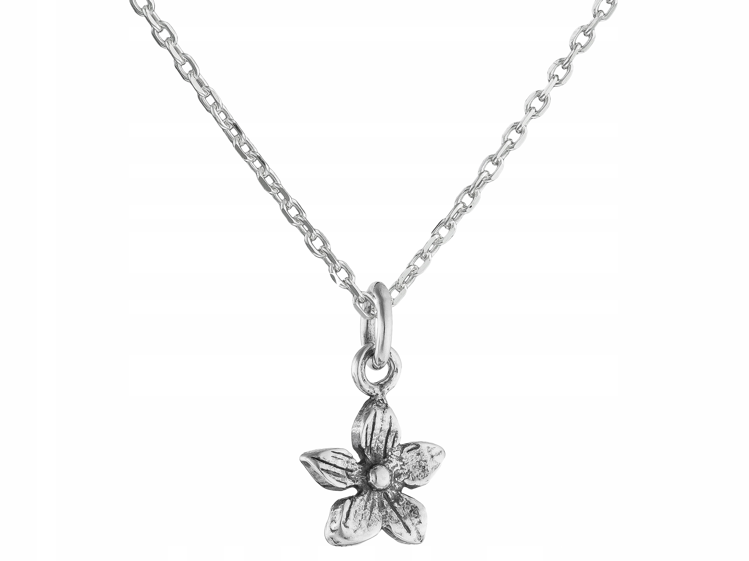 Krátký Stříbrný Dámský Náhrdelník Květina Oxidovaný Květ Choker Ankr 32 cm