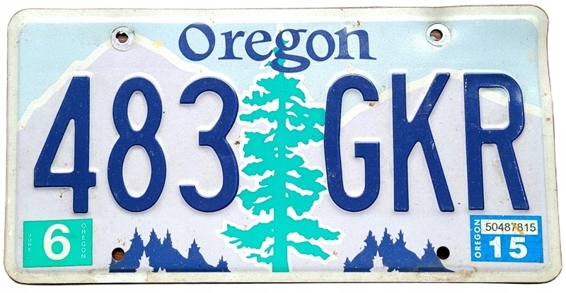 Oregon 2015 - tablica z USA dla kolekcjonera