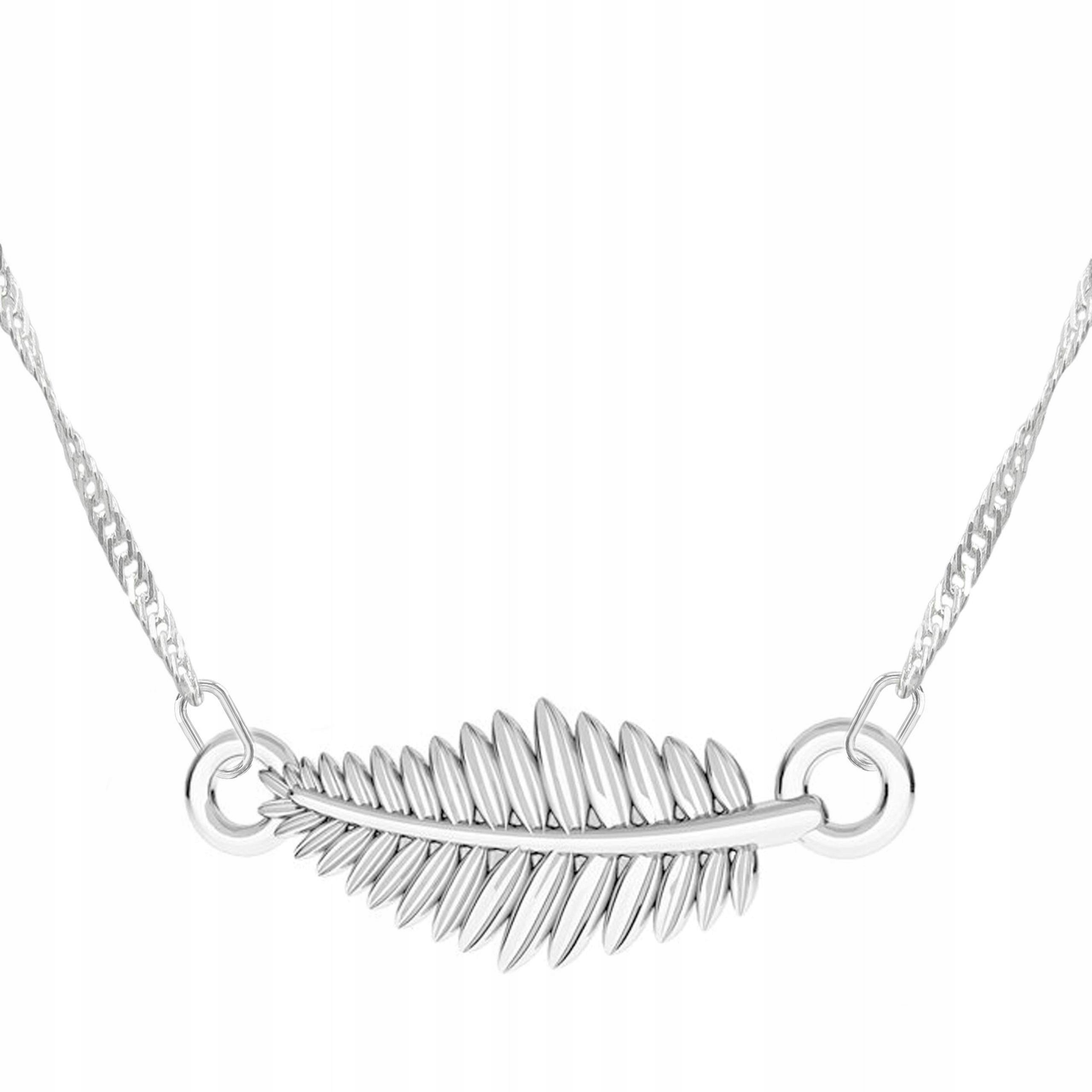 Stříbrný náhrdelník s větvičkou a listy, listy, příroda, rostlina Stříbro 925