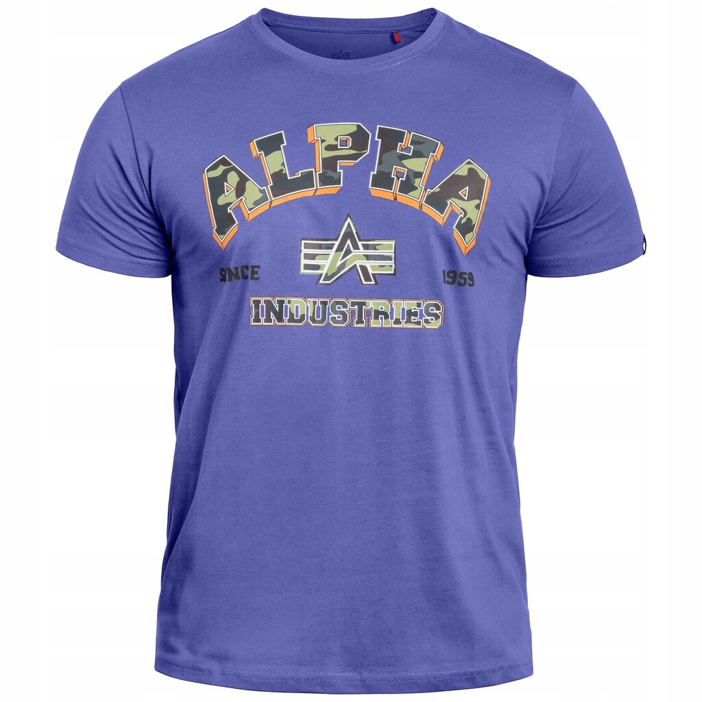 Tričko bavlněné tričko Alpha Industries College Camo Night Purple 3XL