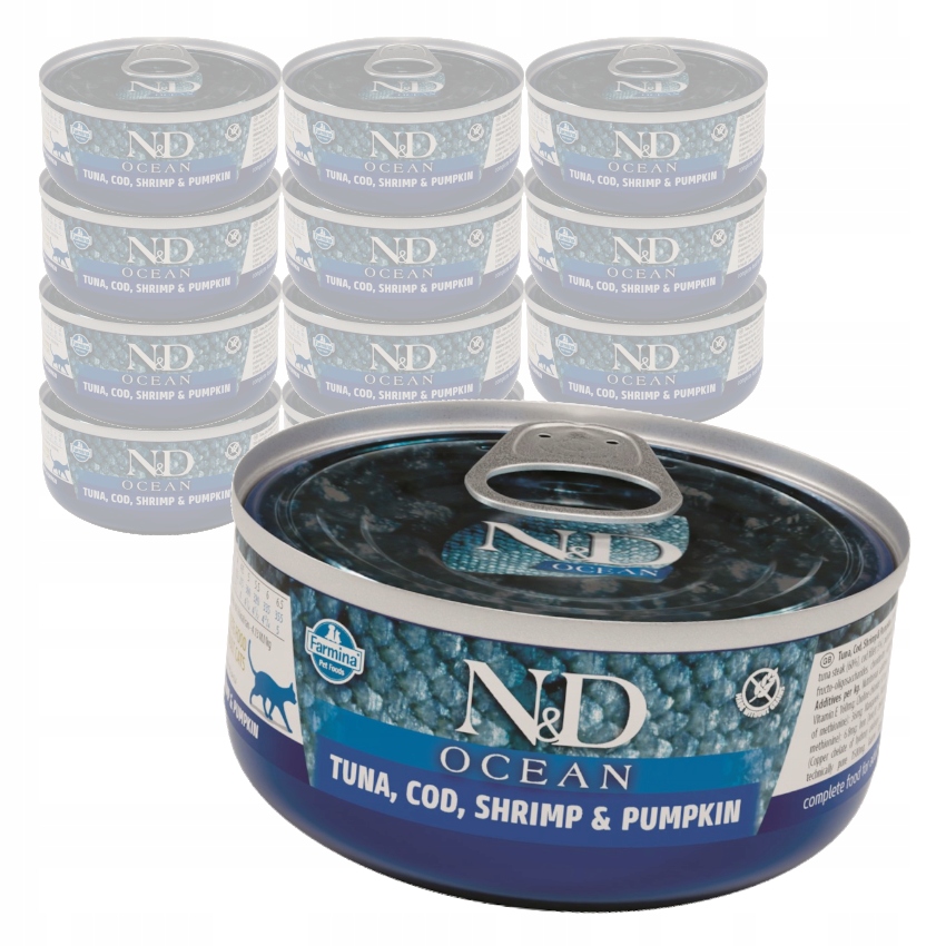 Levně Farmina N&d Ocean 12x70g Mokré Krmivo Pro Kočky Tuňák Příčesek Kreveta Dýně