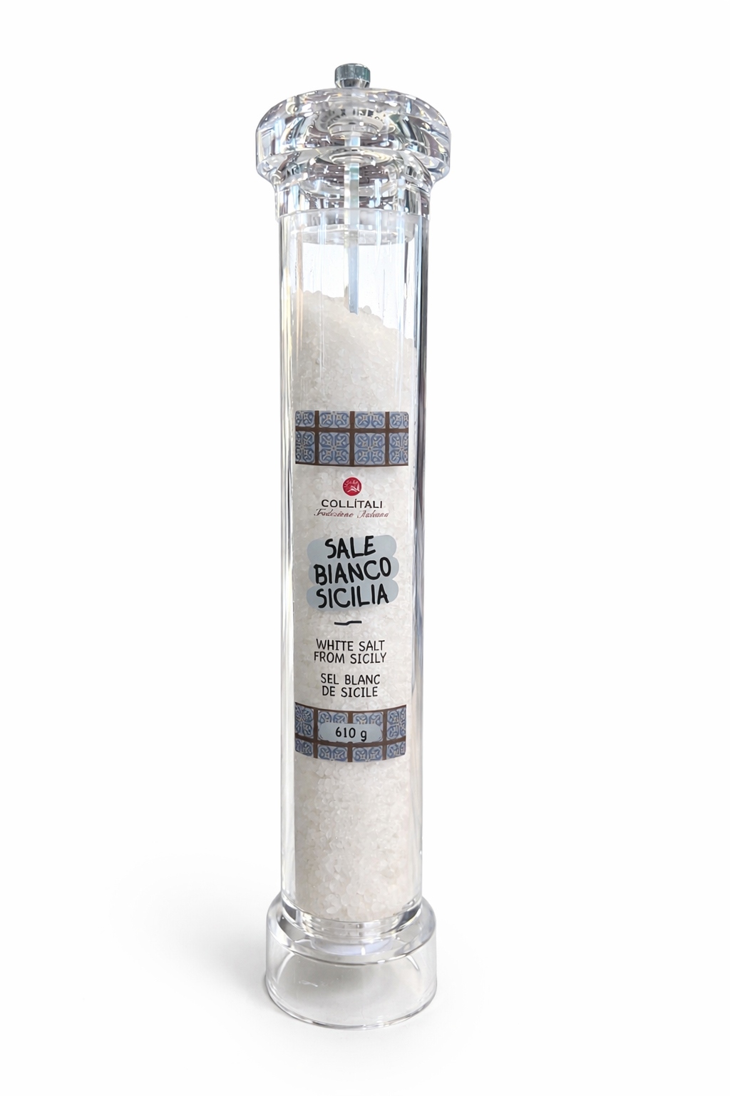 Sycylijska sól kopalna w wysokim(40cm) młynku 610g Collitali