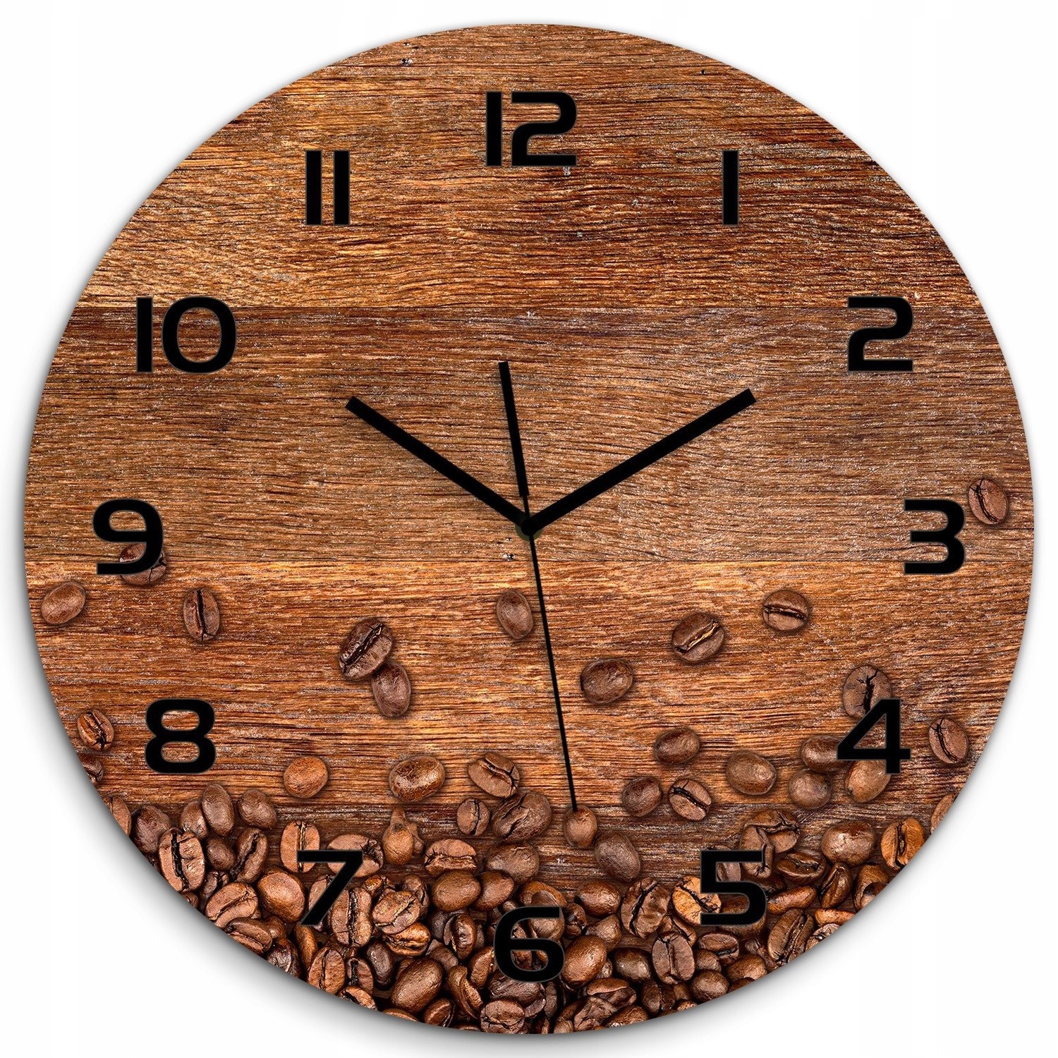 

Duży okrągły szklany zegar Ziarna kawy fi 60 cm