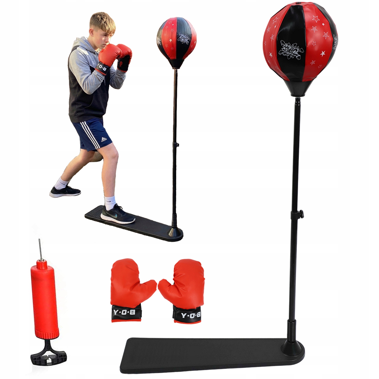 Dmuchany Worek Bokserski Treningowy Stojący Z Rękawicami Dla Dzieci Dor.