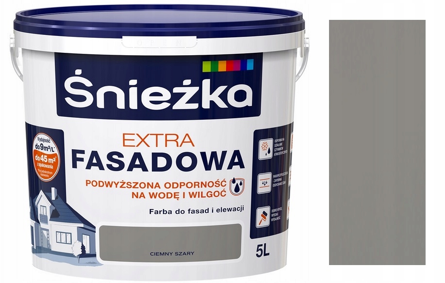 

Śnieżka Extra Fasadowa Farba Ciemny Szary 5L