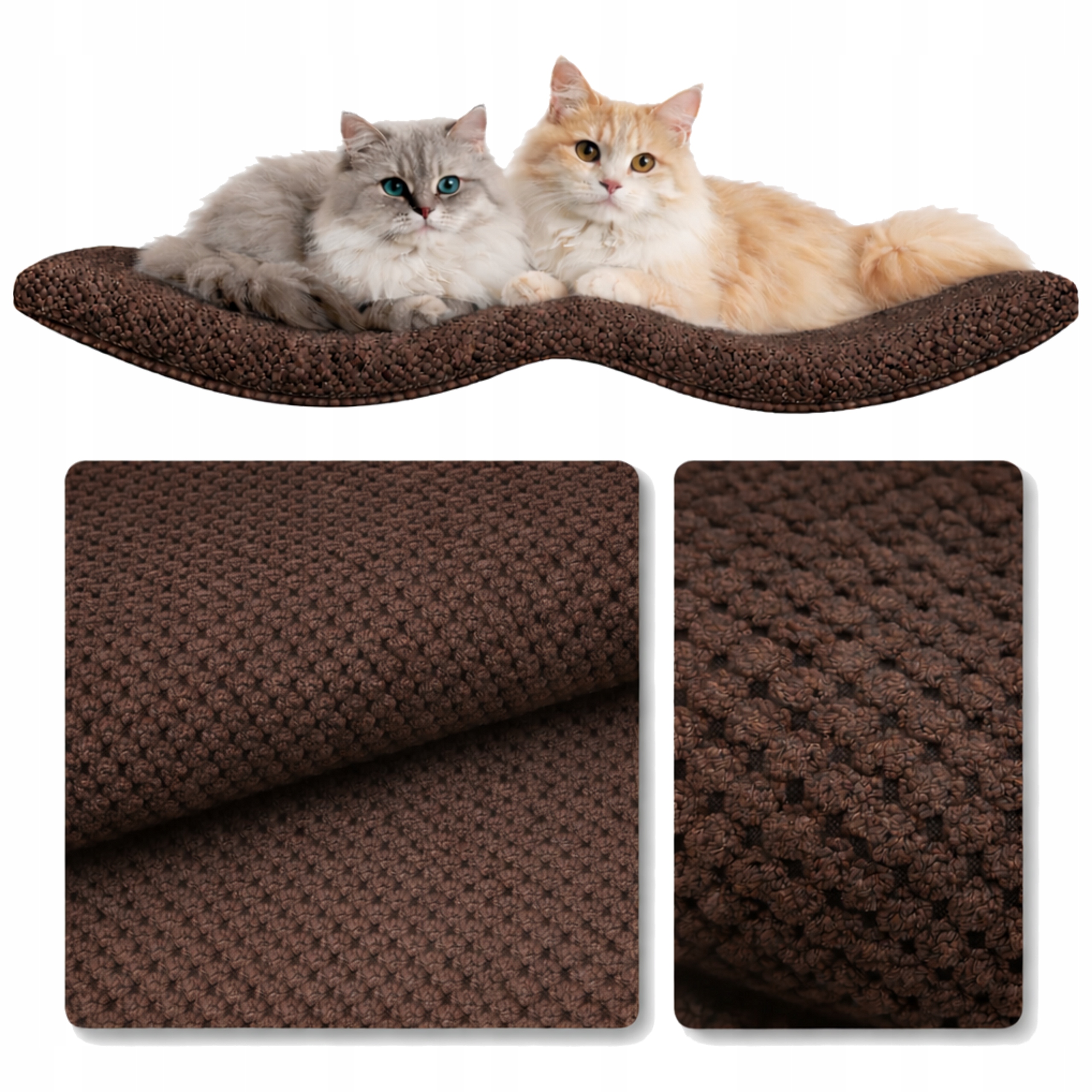 Levně Nástěnná Police Pro Kočky Závěsná Dvojitý Oblouk 100x32x4 Dot Dark Chocolate