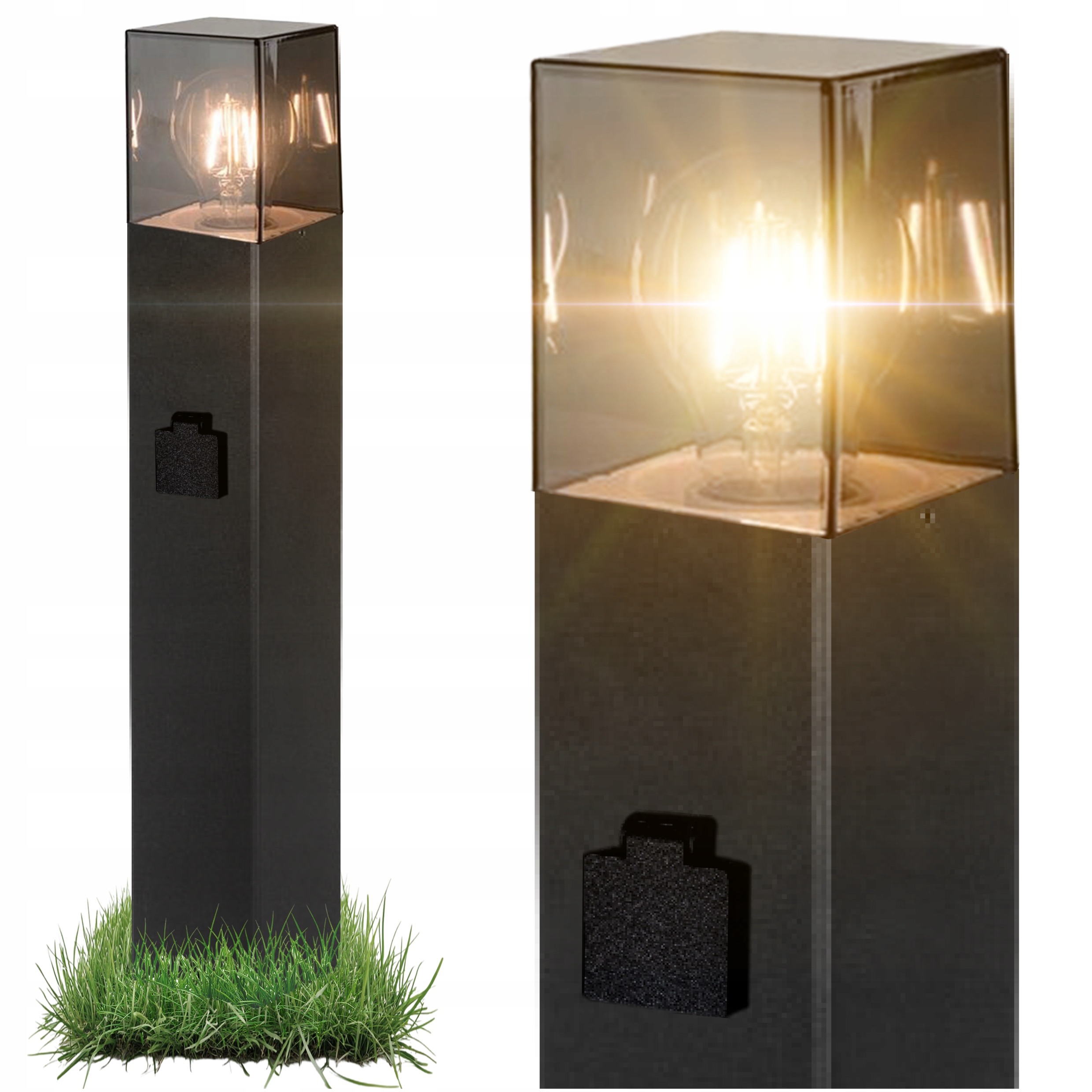 Lampa Led Ogrodowa stojąca słupek 60cm zewnętrzna E27 1x Gniazdo 230V IP44