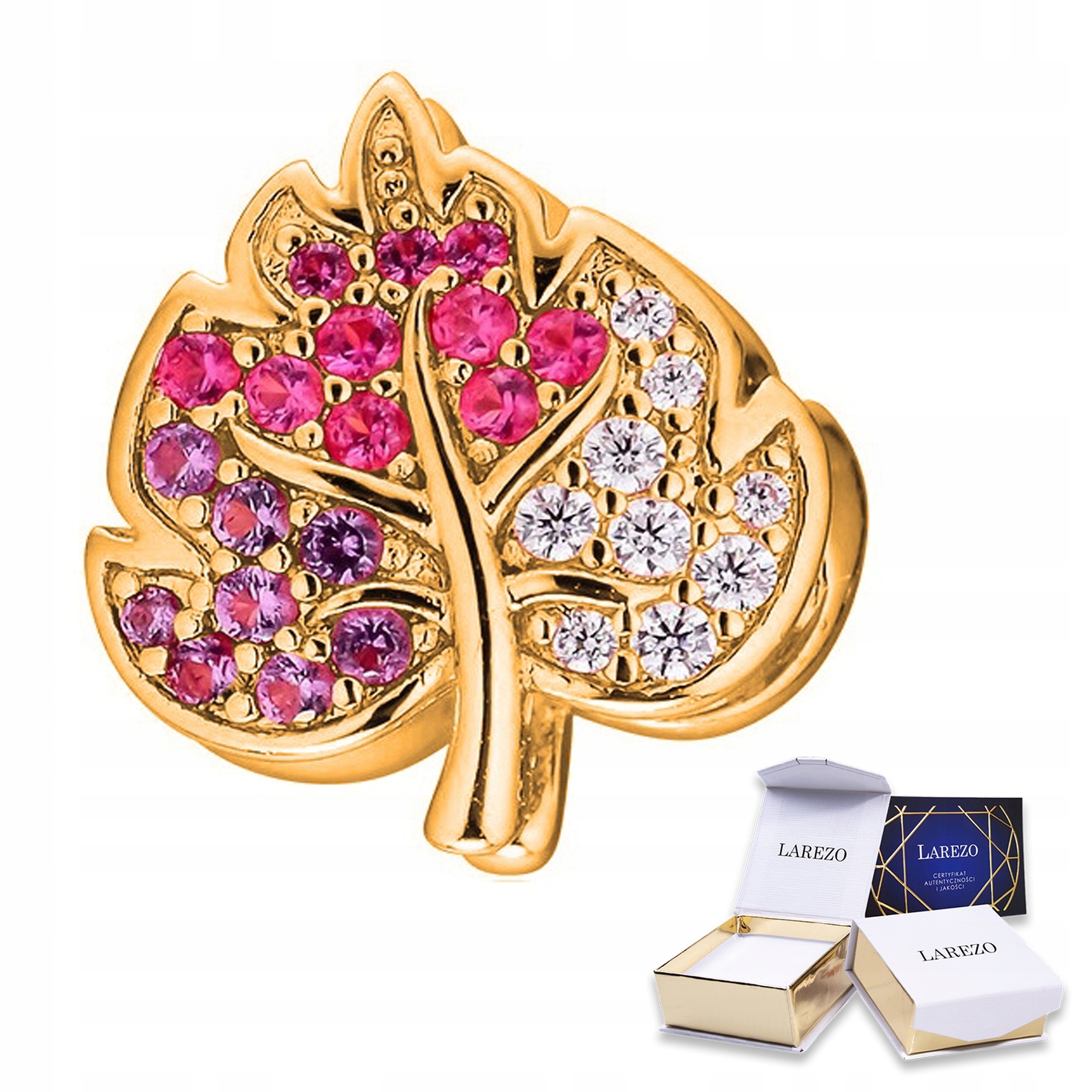 Zlatý Charms Barevný list Zirkon Lístek Podzim Příroda Stříbro 925