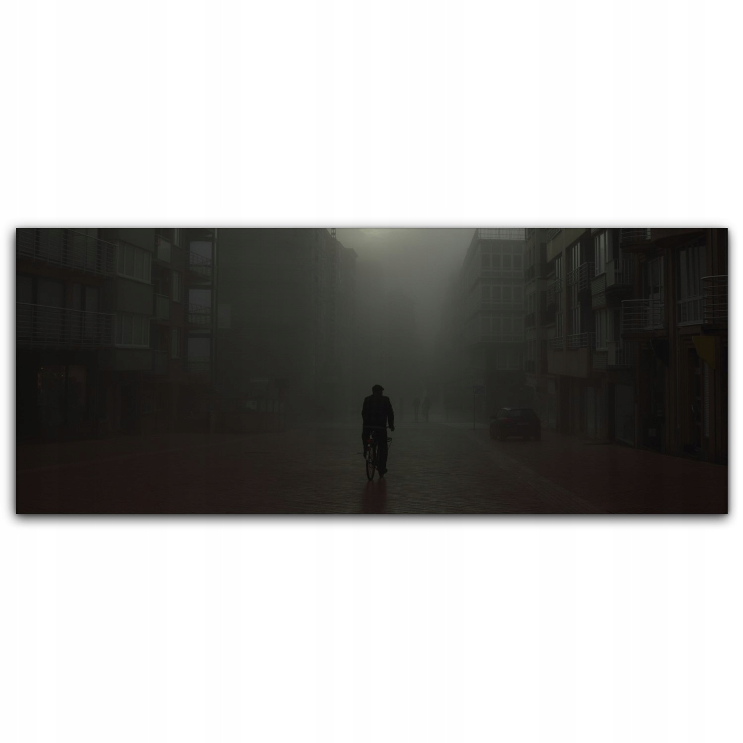 

foto-obraz na płótnie 125x50 Rowerzysta Mgła Ulica