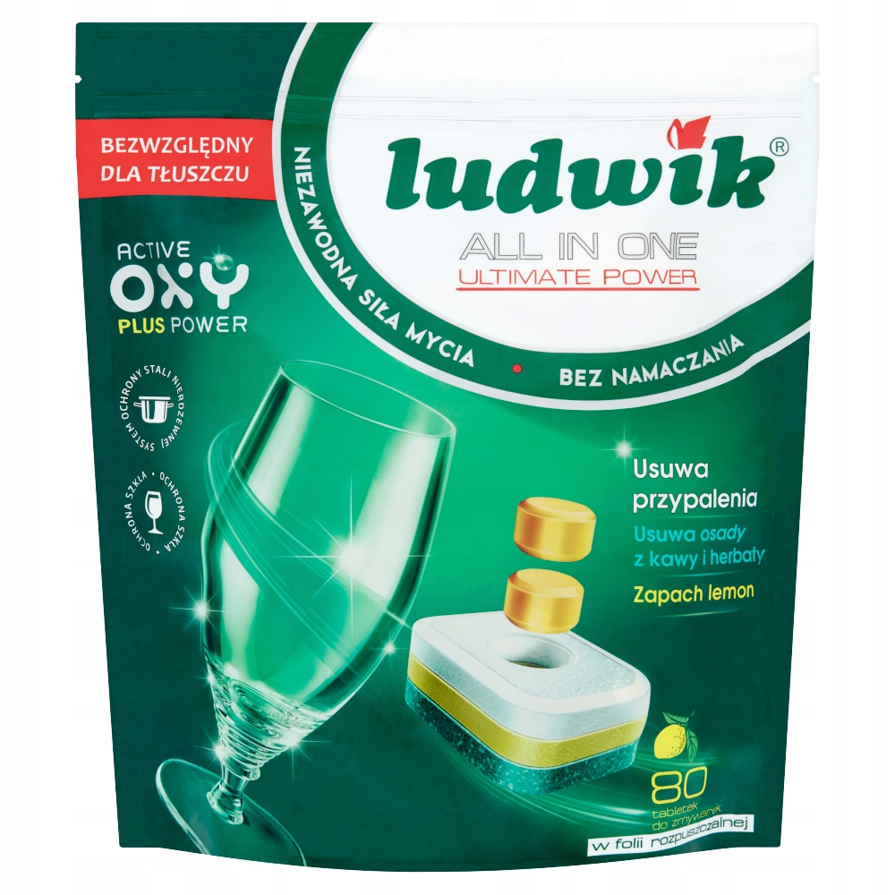 Levně Ludwik All In One Lemon Tablety do myčky nádobí 1,44 Kg (80 Kusů)