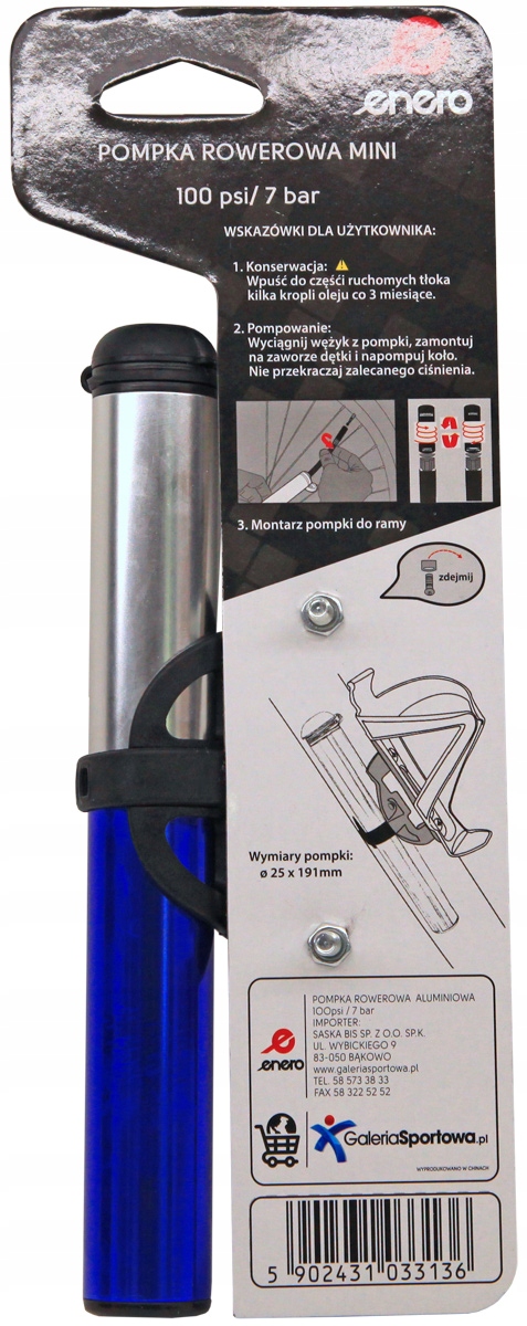 Enero POMPKA ROWEROWA z wężykiem 7 bar / 100 psi Marka Enero
