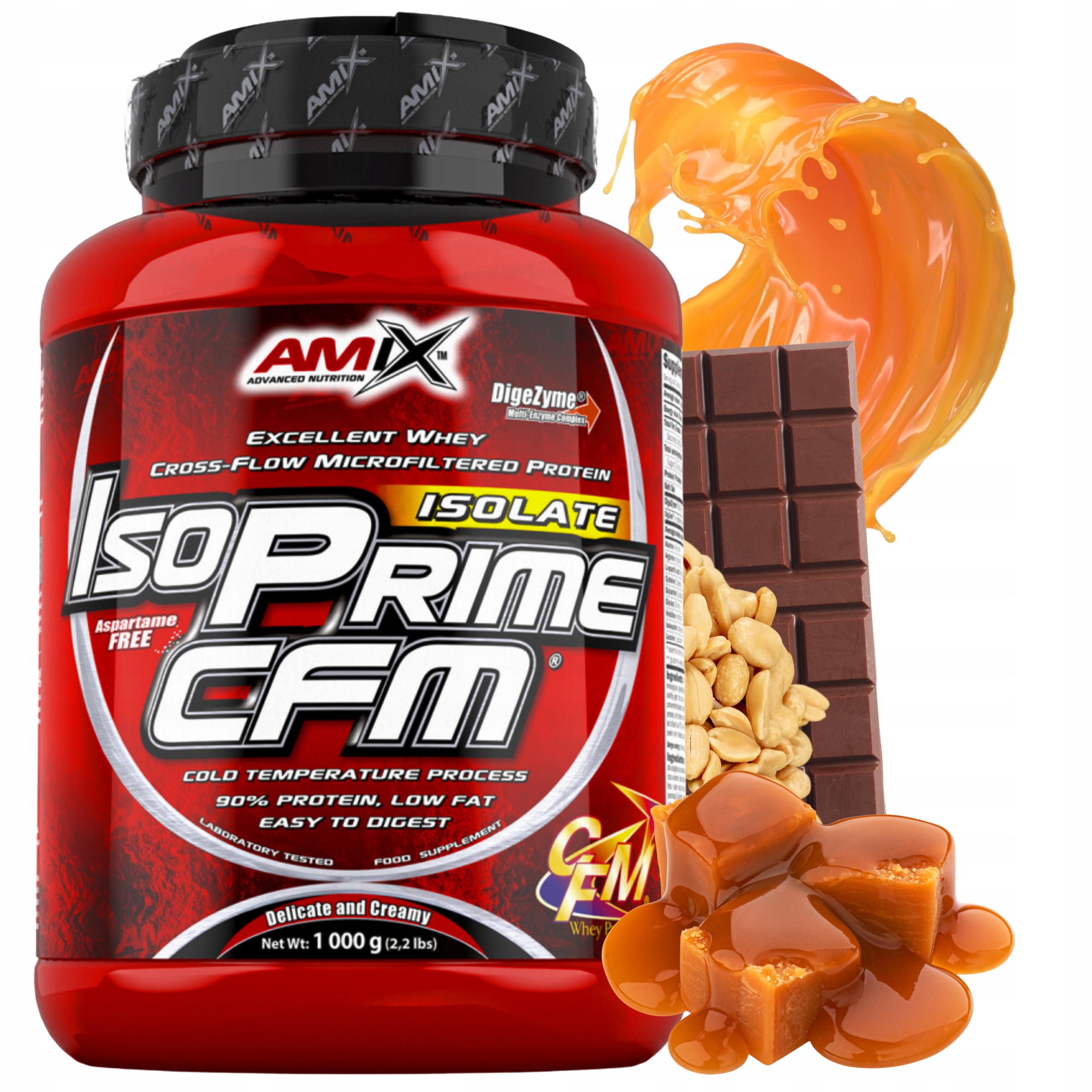 Amix Isoprime Cfm Proteinový Izolát Wpi Bílkoviny Karamel Čokoláda Ořech 1 kg