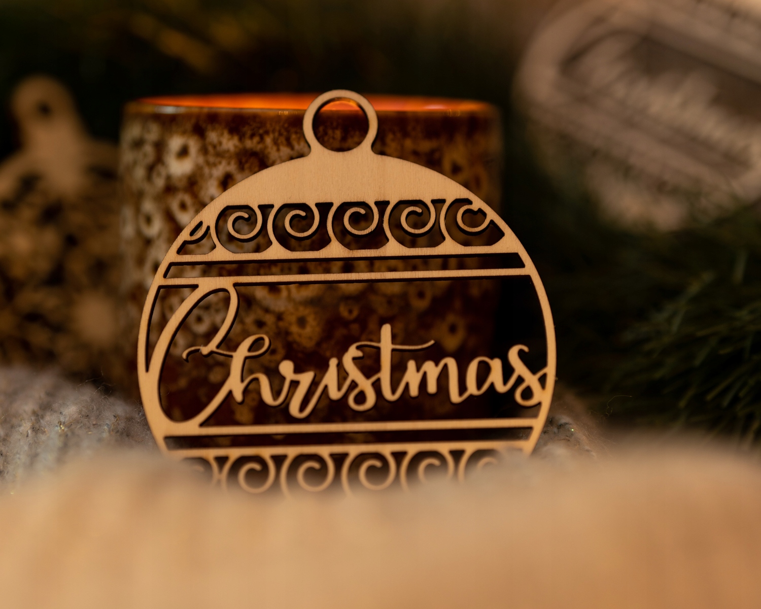 bombki drewniane z filcem Motyw mix wzorów