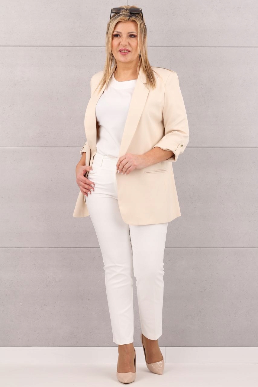 ŻAKIET MARYNARKA DŁUGA ELEGANCKA GŁADKA POLSKI PRODUCENT ROZMIARY Marka FEMIMODA