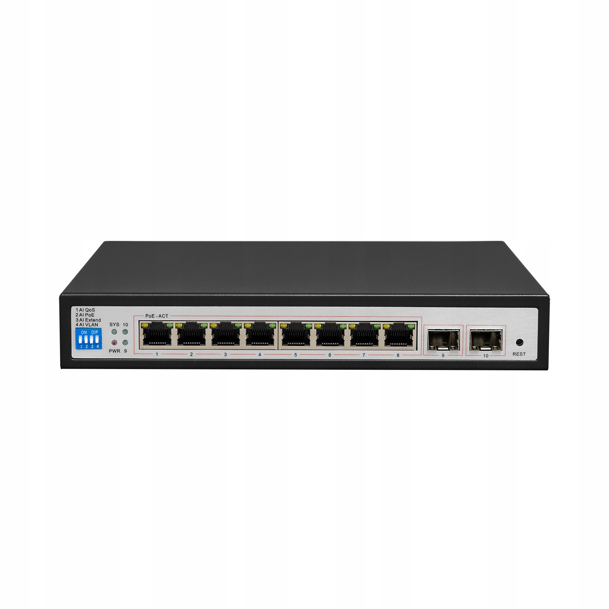 Switch PoE BCS-B-SP08G-2SFP 8 portov