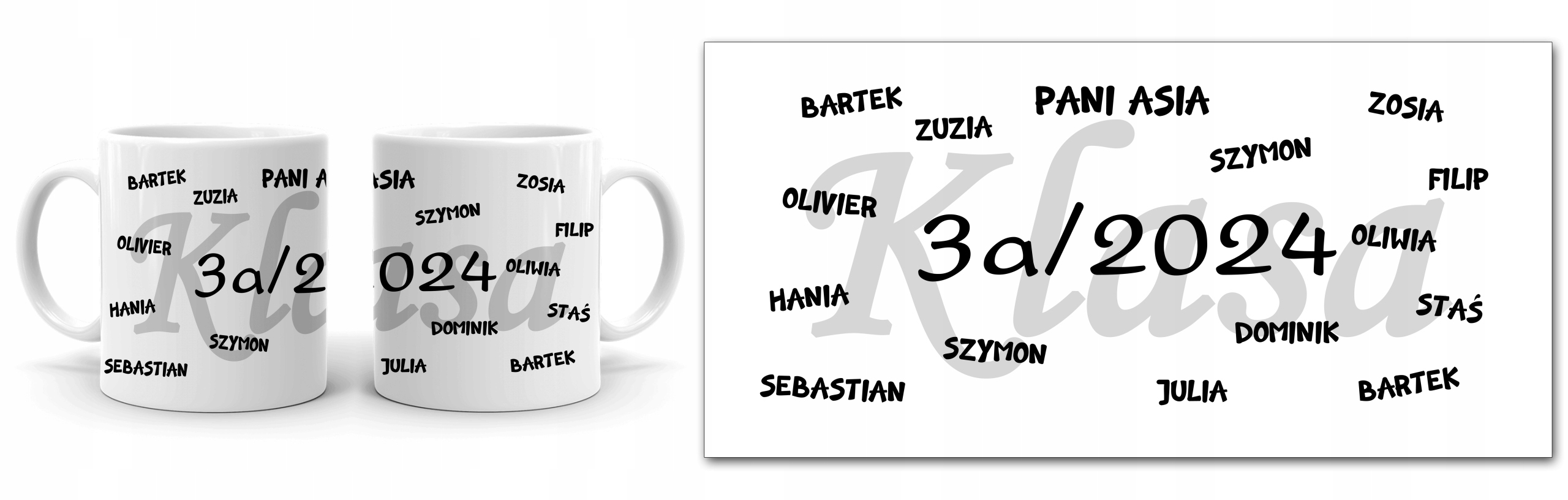 KUBEK NA ZAKOŃCZENIE ROKU SZKOLNEGO + IMIONA DZIECI + KLASA Marka inny