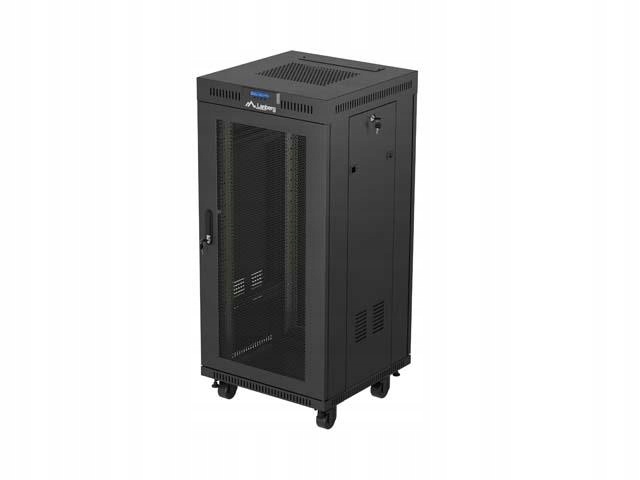 Szafa rack Lanberg stojąca 19 cali 24U 600x600 czarna drzwi perforowane LCD