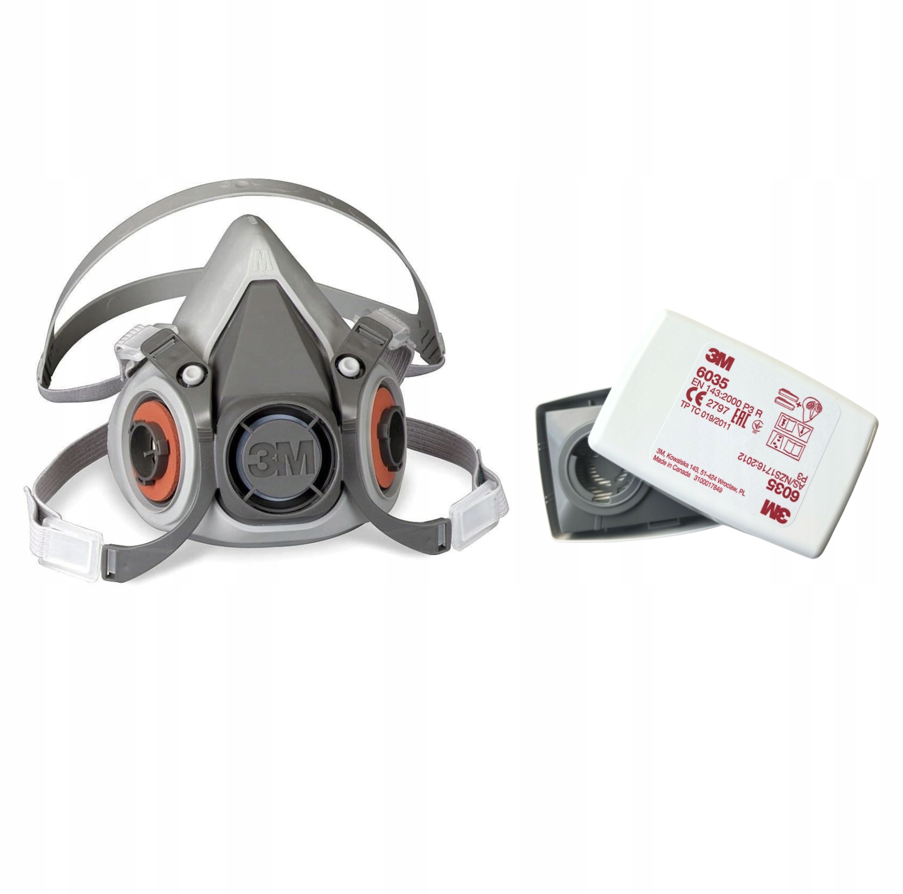 Maska lakiernicza 3M 6200 półmaska+ Filtr 3M 6035 P3 , 2 szt