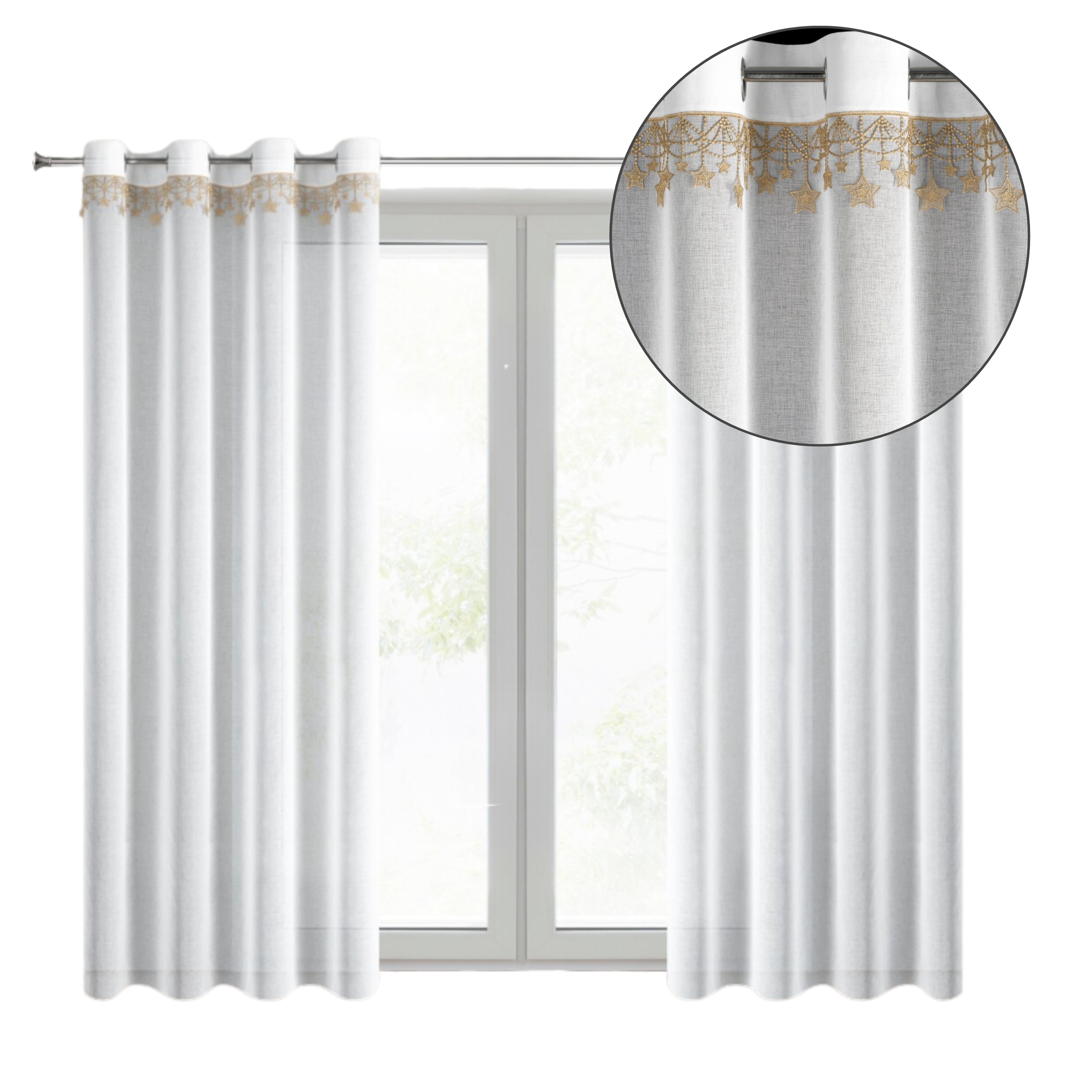 Hotová záclona Hvězdy Vánoční 140x250 oka